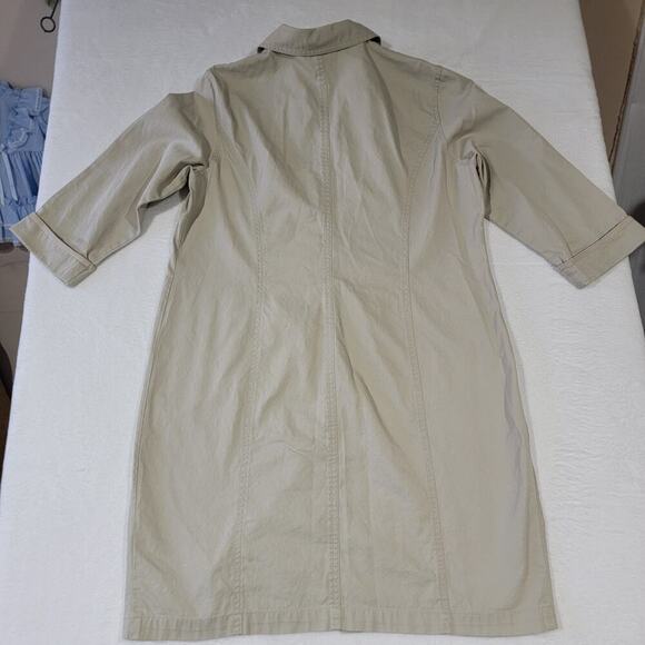 Vtg Talbots Button Up Shirt Dress Khaki Tan Womens 12 Petite Cotton Safari - Picture 14 of 15